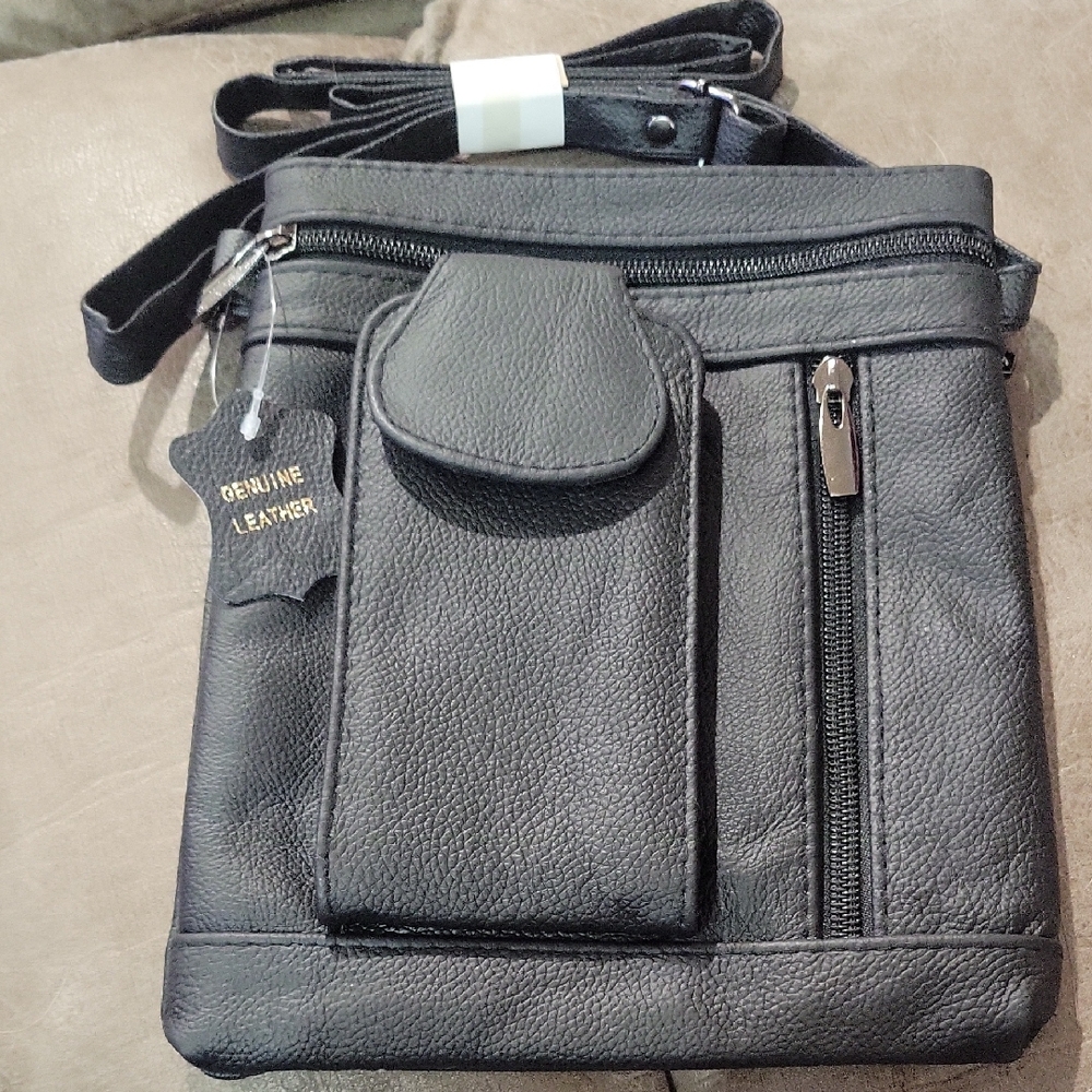 Elegant Black Leather Crossbody Bag